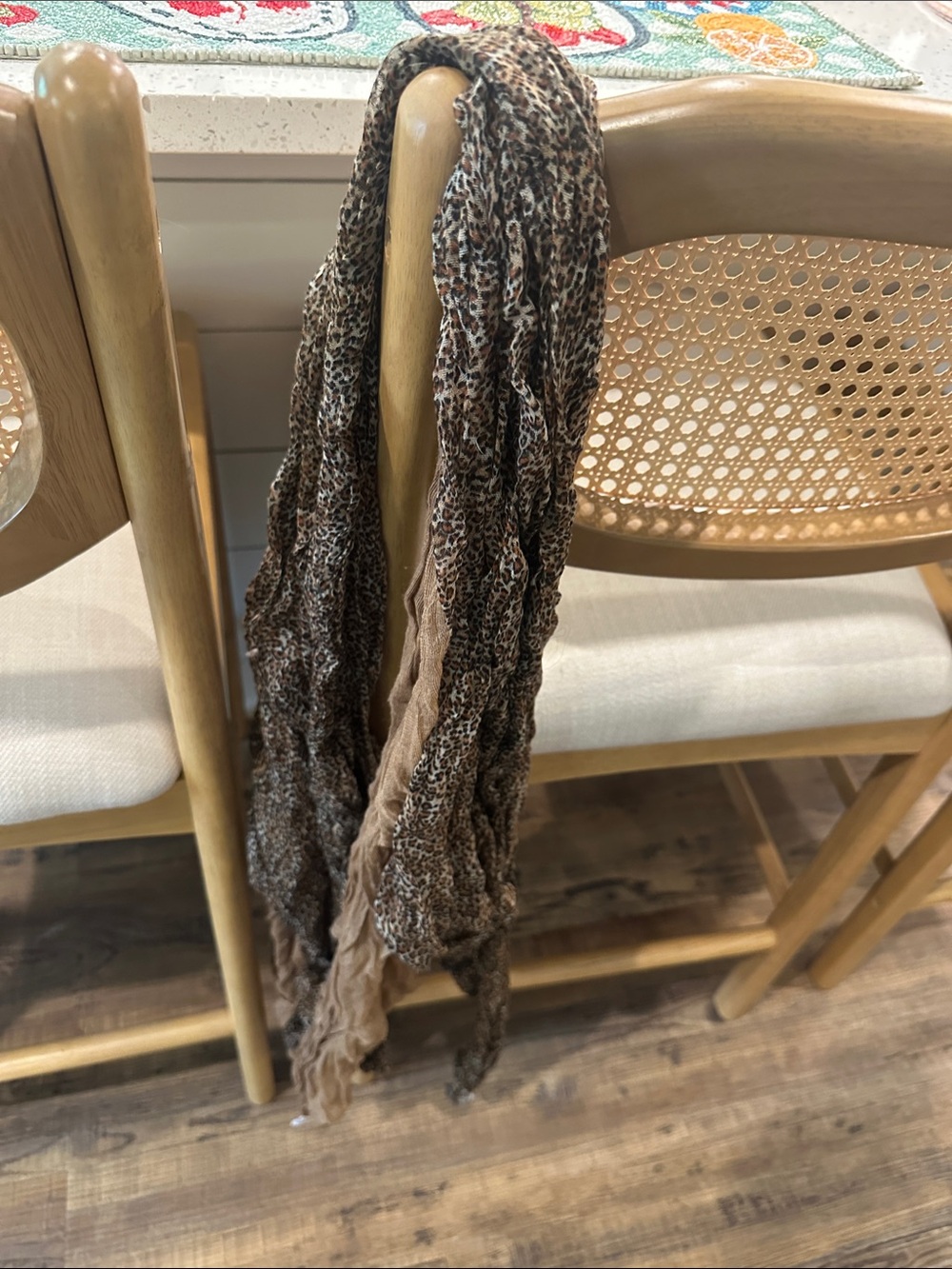 Brown Leopard-Print Crinkle Scarf - Home Bedding Accessory